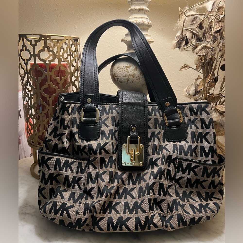 Michael Kors Black/Tan Canvas Handbag